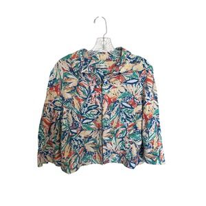 Coldwater‎ Creek Floral Print Zip Up Jacket Multicolor Womens
